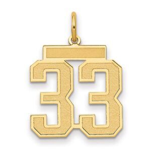 14k Yellow Gold, Jersey Collection, Medium Number 33 Pendant